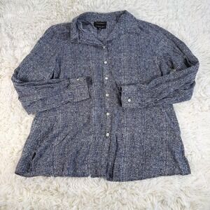 Foxcroft Wrinkle‎ Free Shaped Fit Button Up Shirt Blue White Size 14 Corpcore